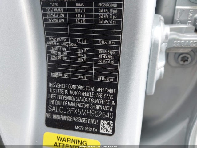 SALCJ2FX5MH902640 Land Rover Discovery Sport S