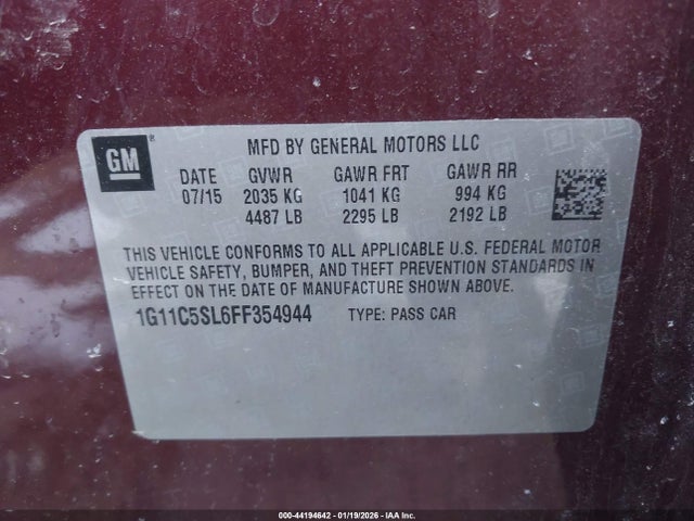 2015 CHEVROLET MALIBU 1G11C5SL6FF354944 Photo 8