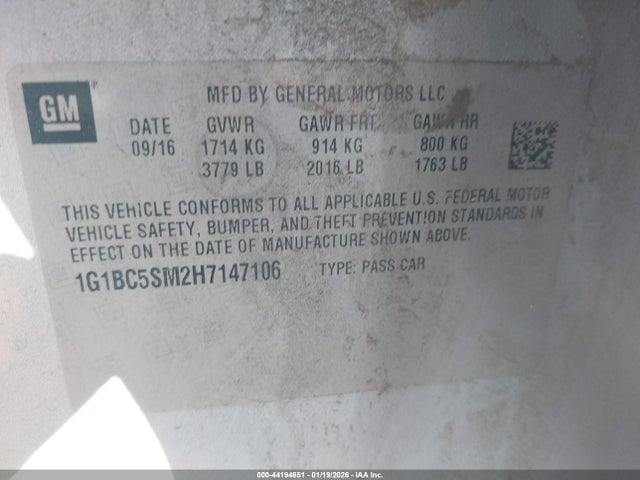 1G1BC5SM2H7147106 Chevrolet Cruze Ls Auto