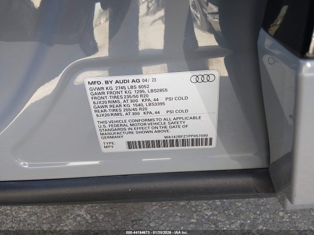 2023 AUDI Q4 SPORTBACK E-TRON WA142BFZ1PP057090 Photo 8