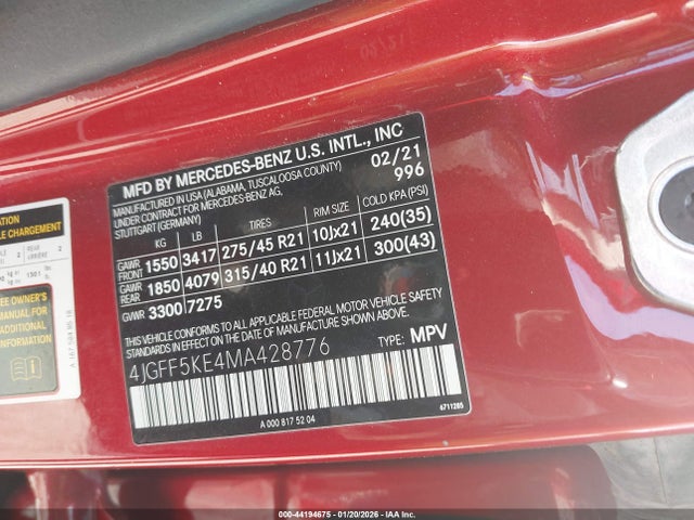 2021 MERCEDES-BENZ GLS 450 4JGFF5KE4MA428776 Photo 8