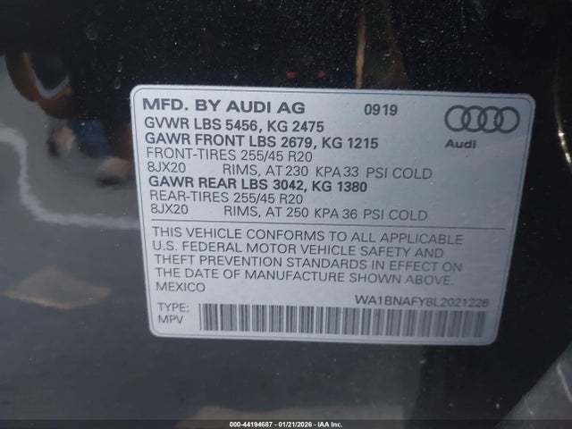 2020 AUDI Q5 WA1BNAFY8L2021226 Photo 8