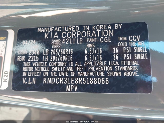 Продажа на аукционе авто 2024 Kia Niro Ex, vin: KNDCR3LE8R5188066, номер лота: 44194689