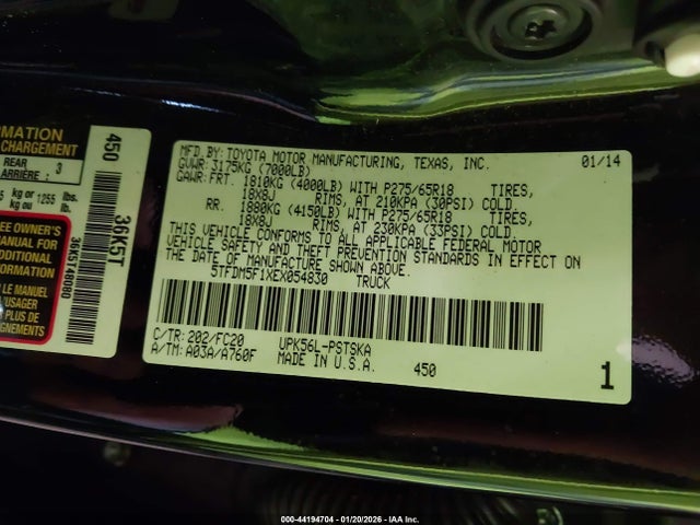 5TFDM5F1XEX054830 Toyota Tundra Sr5 4.6l V8