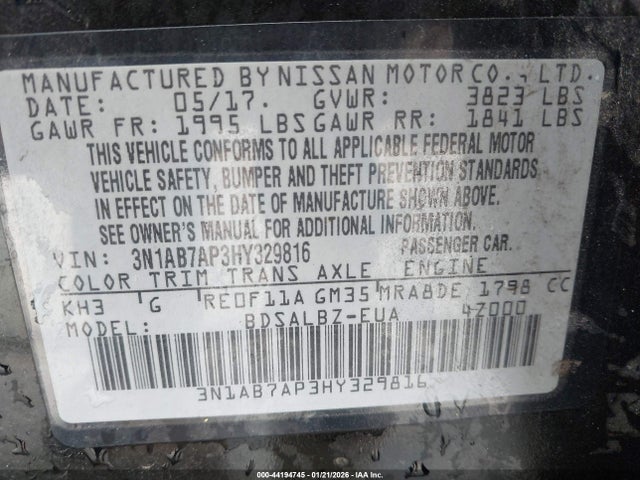 3N1AB7AP3HY329816 Nissan SENTRA S