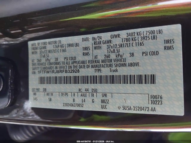 1FTFW1RJ8RFB32928 Ford F-150 Raptor