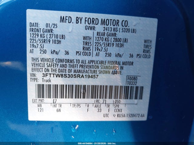 Ford Maverick Lariat 2025 3FTTW8S30SRA19457 Image 9