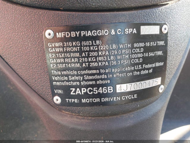 ZAPC546B4J7000475 Piaggio Liberty