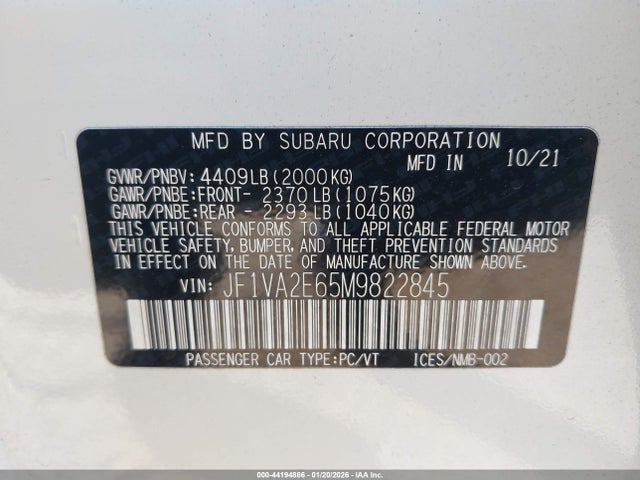 2021 SUBARU WRX STI JF1VA2E65M9822845 Photo 8