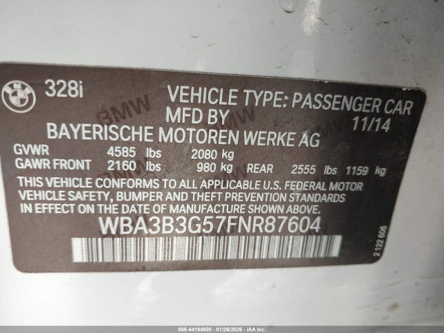 WBA3B3G57FNR87604 BMW 328i Xdrive