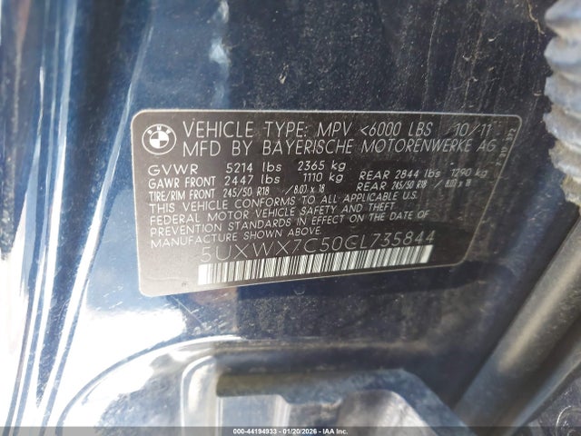 2012 BMW X3 5UXWX7C50CL735844 Photo 8