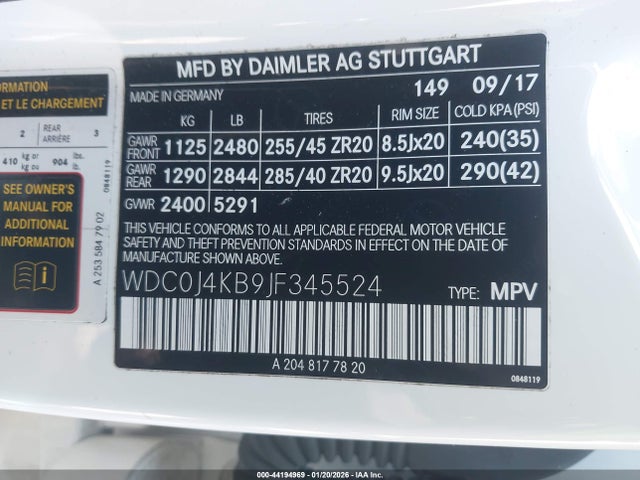 WDC0J4KB9JF345524 Mercedes-Benz Glc 300 Coupe 4matic