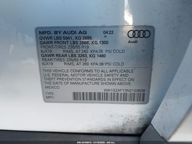 2022 AUDI Q5 WA1G2AFY3N2103639 Photo 8