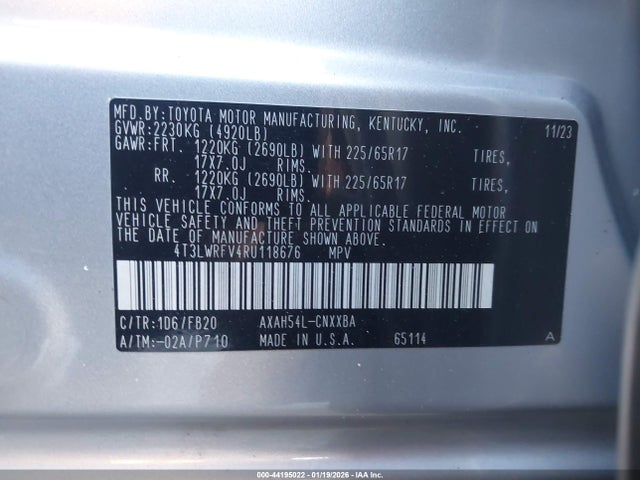 4T3LWRFV4RU118676 Toyota Rav4 Hybrid Le