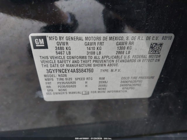 Продажа на аукционе авто 2010 Cadillac Srx Premium Collection, vin: 3GYFNCEY4AS584760, номер лота: 44195081