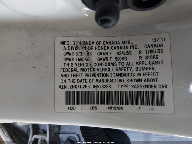 2HGFC2F51JH518228 Honda Civic Lx