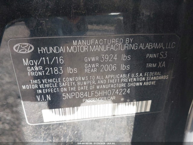2017 HYUNDAI ELANTRA 5NPD84LF5HH074224 Photo 8