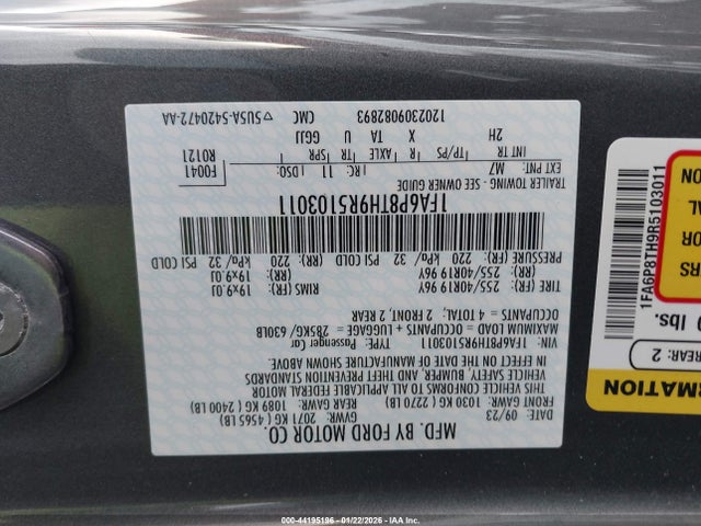 1FA6P8TH9R5103011 Ford Mustang Ecoboost Fastback