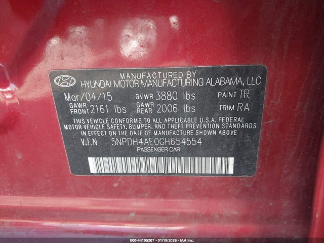Hyundai ELANTRA SE 2016 5NPDH4AE0GH654554 Image 9