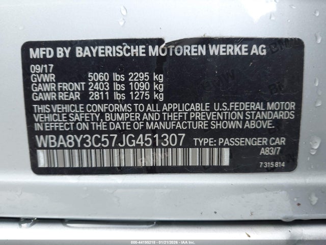 WBA8Y3C57JG451307 BMW 340i Gran Turismo Xdrive