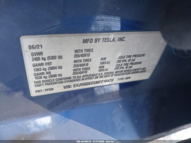 2021 TESLA MODEL Y 5YJYGDEE5MF210479 Photo 8