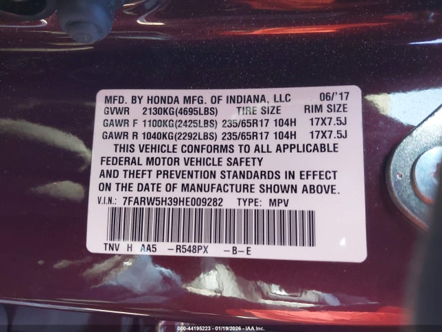 Honda CR-V LX 2017 7FARW5H39HE009282 Image 9