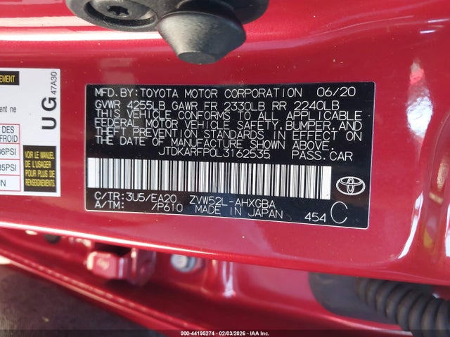 JTDKARFP0L3162535 Toyota Prius Prime Limited