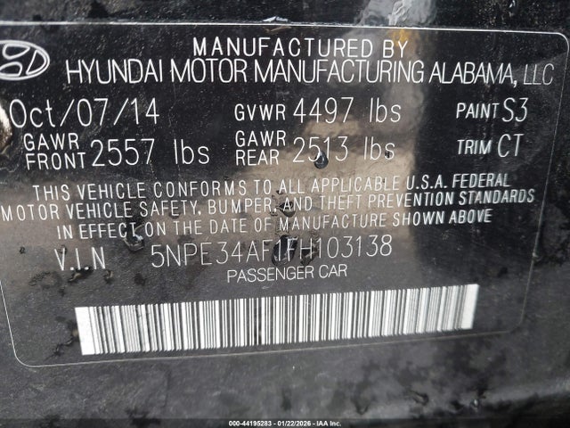 2015 HYUNDAI SONATA 5NPE34AF1FH103138 Photo 8