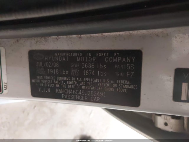 2009 HYUNDAI ACCENT KMHCN46C49U282491 Photo 8