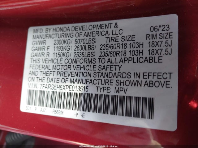 7FARS5H5XPE013515 Honda Cr-v Hybrid Sport