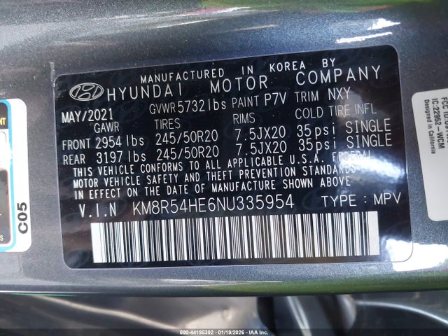 KM8R54HE6NU335954 Hyundai Palisade Limited