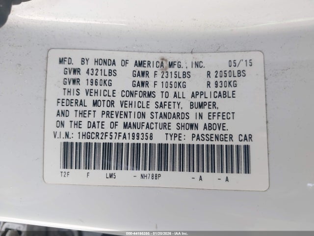 1HGCR2F57FA199358 Honda Accord Sport