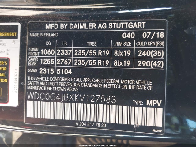 Продажа на аукционе авто 2019 Mercedes-benz Glc 300, vin: WDC0G4JBXKV127583, номер лота: 44195408