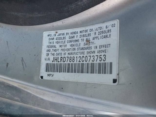 2002 HONDA CR-V JHLRD78812C073753 Photo 8