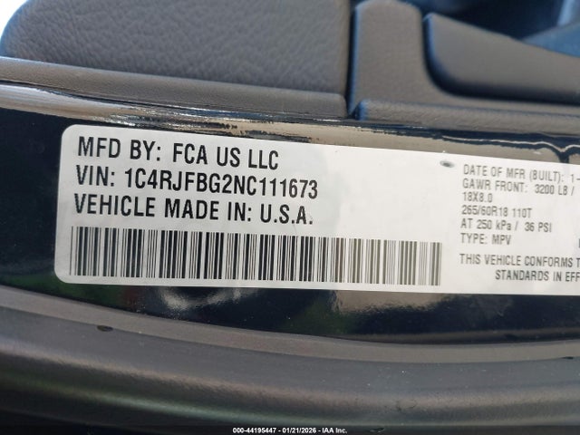 2022 JEEP GRAND CHEROKEE WK 1C4RJFBG2NC111673 Photo 8