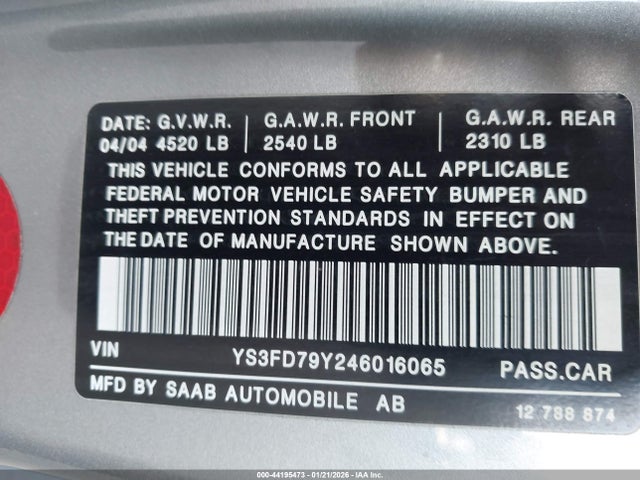 2004 SAAB 9-3 YS3FD79Y246016065 Photo 8