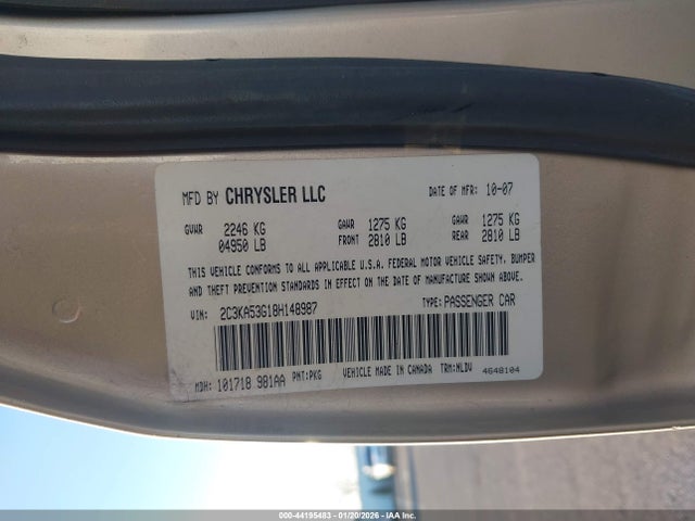 Aukcja sprzedaży 2008 Chrysler 300 Touring, vin: 2C3KA53G18H148987, numer aukcji: 44195483