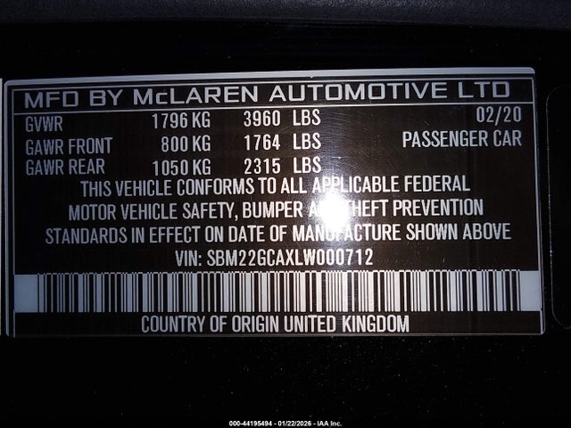 2020 MCLAREN GT SBM22GCAXLW000712 Photo 8