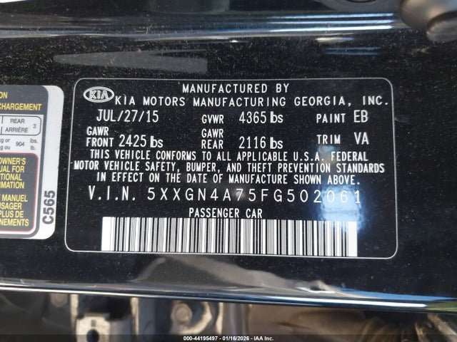 5XXGN4A75FG502061 KIA OPTIMA EX
