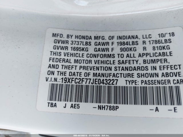 19XFC2F77JE043227 Honda CIVIC EX
