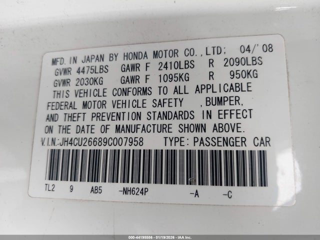2009 ACURA TSX JH4CU26689C007958 Photo 8
