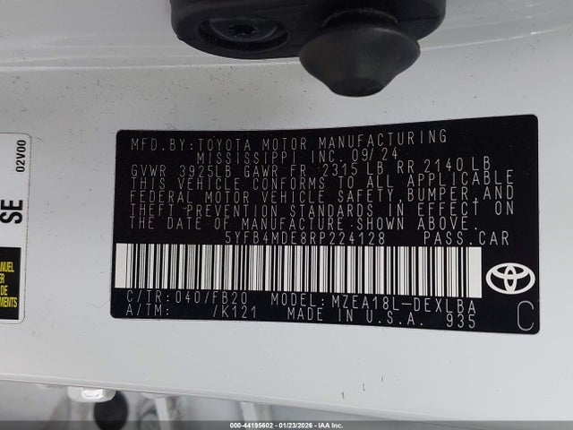 5YFB4MDE8RP224128 Toyota COROLLA LE