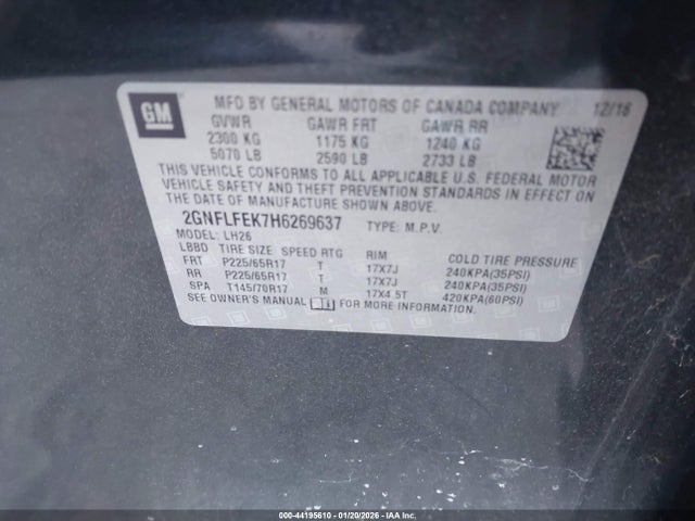 Chevrolet EQUINOX LT 2017 2GNFLFEK7H6269637 Image 9