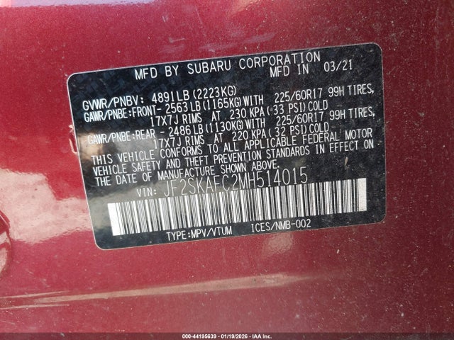 Subaru Forester Premium 2021 JF2SKAFC2MH514015 Image 9