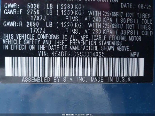 2025 SUBARU OUTBACK 4S4BTGUD2S3314025 Photo 8