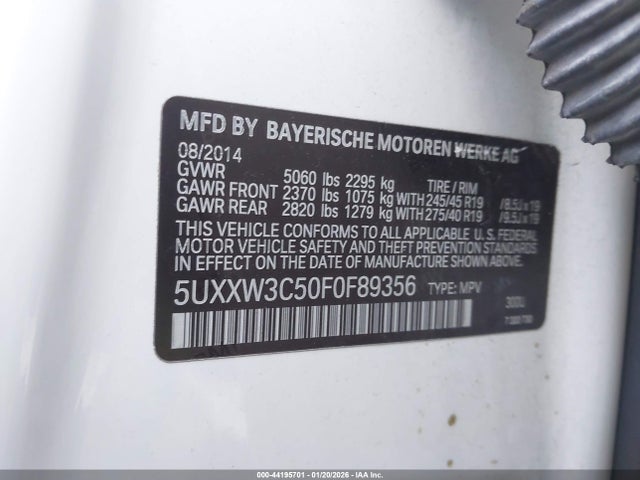 BMW X4 Xdrive28i 2015 5UXXW3C50F0F89356 Image 9