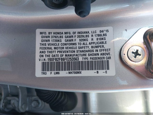 Honda CIVIC EX 2015 19XFB2F86FE253563 Image 9