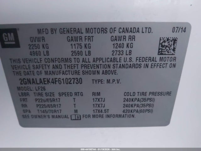 Chevrolet EQUINOX LS 2015 2GNALAEK4F6102730 Image 9