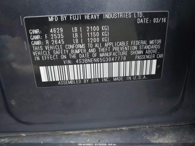 4S3BNEN65G3047778 Subaru Legacy 3.6r Limited
