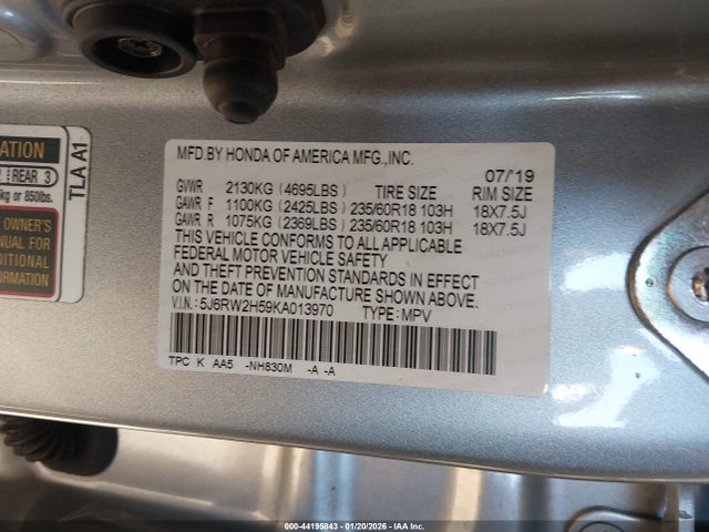 5J6RW2H59KA013970 Honda CR-V EX